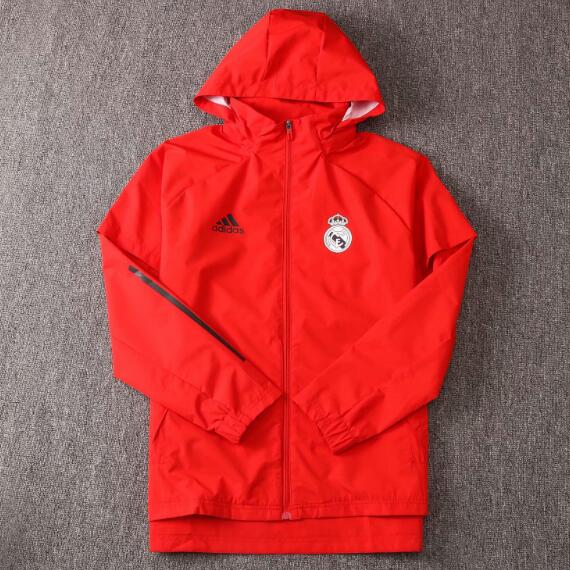 Real Madrid Red Hoodie Windbreaker Jacket 2020/21